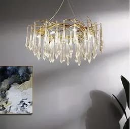 Роскошная люстра в золоте со стеклянными подвесами Ст. MD 9006 GD Line F