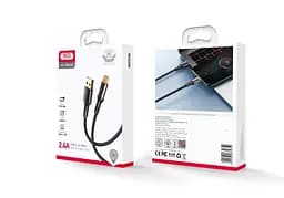 Кабель XO NB229 transparent design waven 2.4A Lighting usb cable Чорний - мініатюра 2
