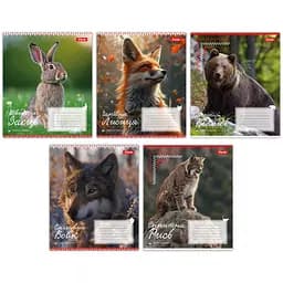 Зошити учнівські 18 аркушів лінія 1B Animals of Ukraine, 25 шт. в упаковці