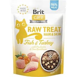 Лакомство для кошек Brit Care Raw Treat Hair & Skin с рыбой и индейкой 40 г
