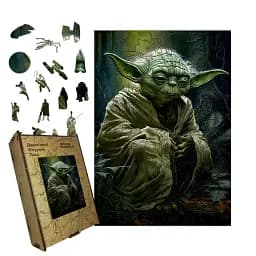 Дерев'яний фігурний пазл Мудрець Йода, А2, Дерев'яна коробка 300+ елементів