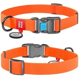Нашийник для собак Waudog Waterproof, коллартекс, водостійкий, з QR паспортом, пластикова пряжка-фастекс, 24-40х2 см, помаранчевий - мініатюра 3