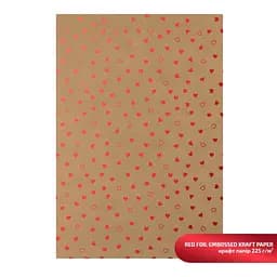 Крафт бумага с тиснением „Red Hearts“, 21х29,7см, 225 г/м2, ROSA TALENT