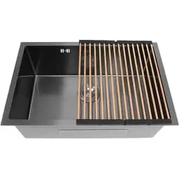 Чорна мийка для кухні Nett NB-6845 з нержавійки з PVD покриттям