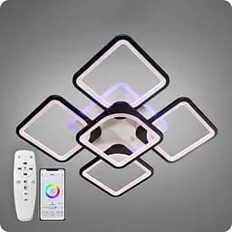 Люстра світлодіодна 517 Dlight 3color з пультом 150Вт Чорний (01720)