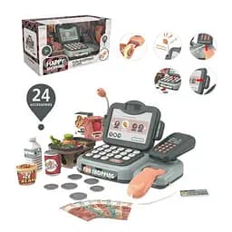 Касовий апарат 888N калькулятор, мікрофон, сканер, термінал, звук, світло, продукти, 24 предмети, в коробці (6903317697366)