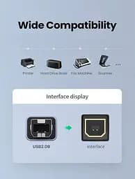 Перехідник UGREEN US382 USB C на USB B Printer Adapter для принтера, жорсткого диска, док станції, факсу Grey - мініатюра 3