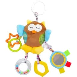 М’яка іграшка-брязкальце Lindo з прорізувачем Сова коричнева (F 1013)