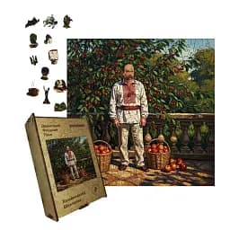 Дерев'яний фігурний пазл Хазяйновитий Шевченок, А5, Картонна коробка 35 елементів