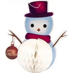 Елочная игрушка декорация снеговик 25 см белая бумага (610174)