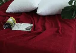Простирадло-покривало Tag Tekstil піке 160х235 см. Косичка бордо - мініатюра 2