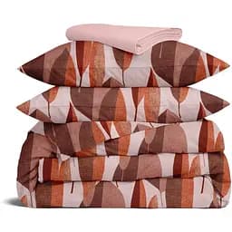Комплект постільної білизни Cosas Leafs CS1 Двоспальний теракотовий (LeafTerrakotBeige_El160-40Rose_180)