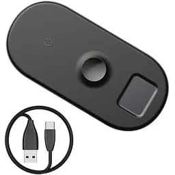 Бездротовий зарядний пристрій Baseus Smart 3 в 1 (Phone + Watch + Pods) 18W WX3IN1-B01 Black - мініатюра 2