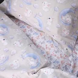 Простирадло на гумці MirSon Poplin Line Kids 07 Rabbits 70х190 см кремове (2200009718366) - мініатюра 3