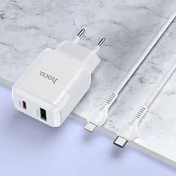 Адаптер сетевой HOCO Type-C to Lightning Cable Favor dual port N5 1USB and 1Type-C PD 20W QC 3.0 3a - мініатюра 3