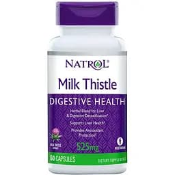 Смесь трав Natrol Milk Thistle 525 mg, 60 капсул для поддержки печени