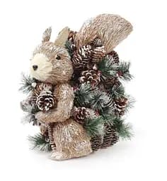 Новогодняя декоративная фигура Белка из натуральных материалов 30 см Коричневый