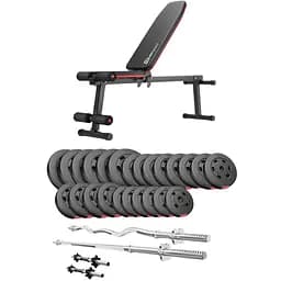 Набір Hop-Sport Premium 135кг з лавою HS-1010 Pro штангами та гантелями