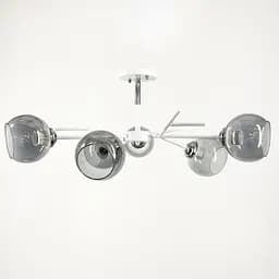 Люстра на 6 графитовых плафонах в белом корпусе Ø 60 см | Ст. 088N/6 WT+CH+GR | Line F