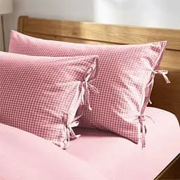 Комплект постільної білизни Lovely Svi варена бавовна (120 г/м2) Полуторний  в клітинку Рожево - Червоний - мініатюра 3
