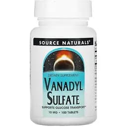 Ванадилсульфат Source Naturals Vanadyl Sulfate 10 mg, 100 таблеток для поддержания уровня сахара в крови.