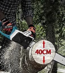 Акумуляторна ланцюгова пилка Electric SAW 16 дюймів + 2 акумулятори потужна електропилка BLUE - мініатюра 2