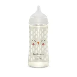 Пляшечка для годування Suavinex Bonhomia, фізіологічна соска, швидкий потік, 360 мл, біла (307839)