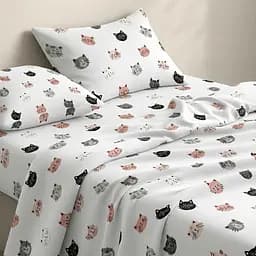 Простирадло Cosas на резинці фланель 80х160 playful cats, сірий (Flannel_PlayfulCats_80x160x20) - мініатюра 2
