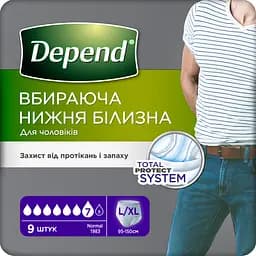 Поглинаюча спідня білизна Depend для чоловіків, L/XL, 9 шт.