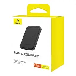 Зовнішній акумулятор Baseus Magnetic Mini Wireless Fast Charge Power Bank 5000mAh 20W Cluster Black（With Simple Series Charging Cable Type-C to Type-C (P10022107113-00) - мініатюра 2