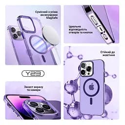 Противоударный чехол с MagSafe для Apple iPhone 14 Plus, Y23 MagSafe, фиолетовый, прозрачный, поддержка беспроводной зарядки, магнитная защитная панель из TPU и пластика, защита всего корпуса, защита камеры выступающей рамкой, ArmorStandart (ARM68335) - мініатюра 3