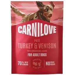 Вологий корм для собак Carnilove Turkey & Venison with Stawberry Leaves паштет індичка та оленина з листям полуниці 300 г