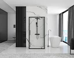 Душова кабіна Rea Rapid Swing 90x80 black пристінна REA-KPL-009952, Чорний матовий, Універсальна, прозрачний, Чорний матовий - мініатюра 3