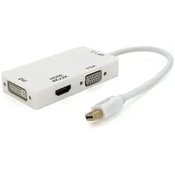 Конвертер mini Display Port (тато) на HDMI/VGA/DVI(мама) 30cm, White, 4K/2K, Пакет
