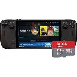 Игровая консоль Valve Steam Deck OLED 1 ТБ Black + Карта памяти SanDisk Ultra 512 ГБ