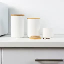 Ємність для зберігання МВМ My Home 800 мл біла (KP-13 M WHITE/WOOD) - мініатюра 4