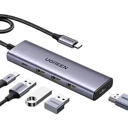Usb-хаб Ugreen CM511 Usb-C To HDMI+3xUsb 3.0 A+PD Power Converter