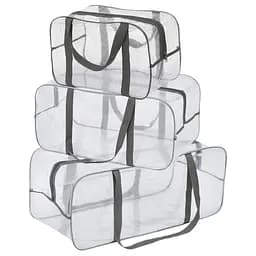 Набор прозрачных сумок в роддом: размер размер М 40х25х20 см + размер L 50х25х30 см + розмір XL 60х25х30 см (серые)