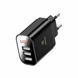 Зарядний пристрій Baseus на 3 USB-порти чорний - мініатюра 2