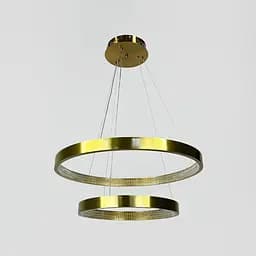 Латунна люстра у формі двох кілець із фактурним розсіювачем Ø 60+40 см | Line F | Арт. JU09N-600+400 AB