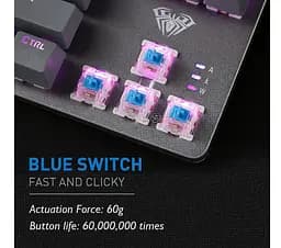 Клавиатура игровая механическая Aula Mechanical F-3287 White-Grey Keycap KRGD Blue - мініатюра 7