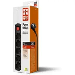 Фільтр живлення СolorWay 5 розеток, 5м, Black (CW-PSEA55BK)