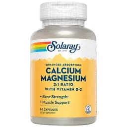 Минералы Solaray Calcium Magnesium 2:1 Ratio with vitamin D2, 90 капсул