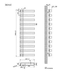 Рушникосушка дизайнерська Ideale Gia 11 11/1600/500 чорний, Чорний - мініатюра 3