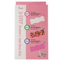 Маска для видалення чорних крапок Prreti 3-step Strawberry Seed Nose Strip 21 г (7 г х 3 комплекти)