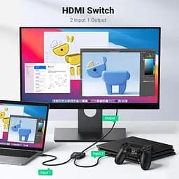Спліттер UGREEN 2в1 HDMI Switcher 4K@60Hz CM311 з кабелем HDMI 1 м (70607) - мініатюра 2