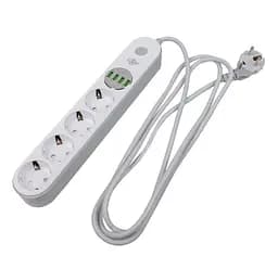 Сетевой фильтр-удлинитель LogicPower F24USB4 4 розетки, 4 USB порта 2m с выключателем - мініатюра 3
