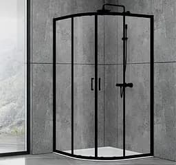Душевая кабина Dusel EF-182B Black Matt 90x90, Черный матовый, Универсальная, прозрачная, 90x90
