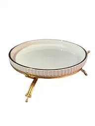 Керамическое блюдо 1573B для сервировки с декоративной подставкой 25 см