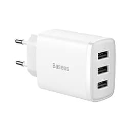 Зарядный сетевой адаптер БЖ Baseus Compact Charger 17 W 3 выхода USB (CCXJ020102) белый